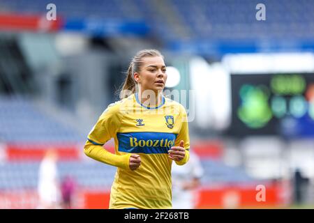 Brondby, Dänemark. März 2021, 10th. Malin Sunde (23) aus Brondby, WENN er während des UEFA Women's Champions League-Spiels zwischen Brondby IF und Olympique Lyon im Brondby Stadion in Broendby, Dänemark, gesehen wurde. (Foto Kredit: Gonzales Foto/Alamy Live News Stockfoto