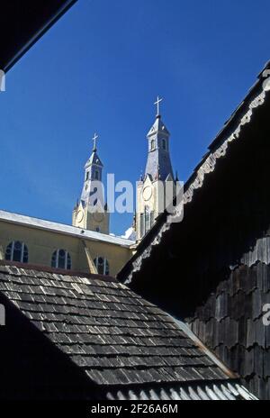 Patagonien Chile. Castro, Chiloé Island (gescannt von Farblider) Stockfoto