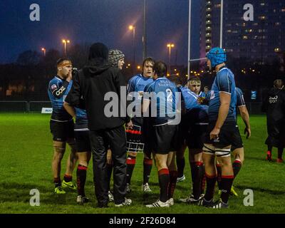 Glasgow, Schottland, Großbritannien. 6th. Dezember 2014: Ein Rugby-Spiel gegen Glasgow Hawks und Gala. Stockfoto