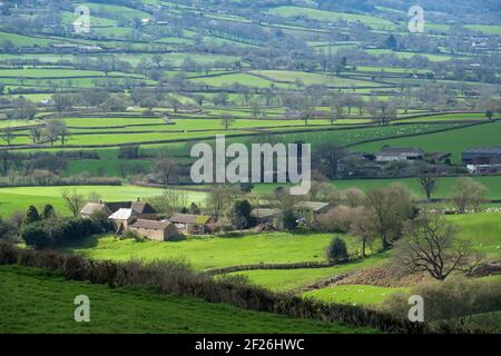 Malerische Aussicht auf die hügelige Landschaft von Somerset Stockfoto