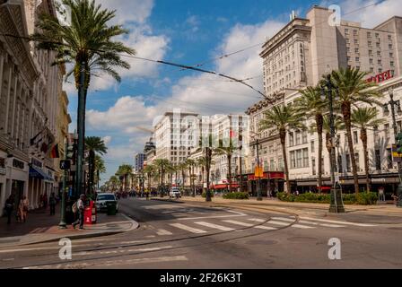 Canal st am Rande des frischen Viertels in New Orleans Louisiana Stockfoto