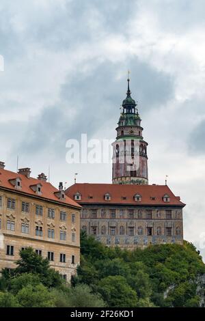 Der staatlichen Burg- und Schlosskomplex von Cesky Krumlov Stockfoto