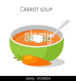 Karottensuppe. Gesunde Mahlzeit. Vektorgrafik. Stock Vektor