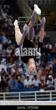 OLYMPISCHE SPIELE IN ATHEN 2004. 19/8/2004 GYMNASTIK KÜNSTLERISCHE FRAUEN INDIVIDUELLE ALLROUND-FINALE SVETLANA KHORKINA BILD DAVID ASHDOWN.OLYMPISCHE SPIELE ATHEN 2004 Stockfoto