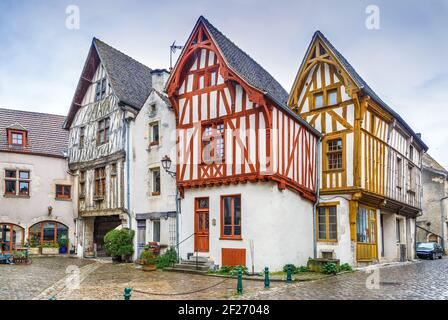 Straße in Noyers, Yonne, Frankreich Stockfoto