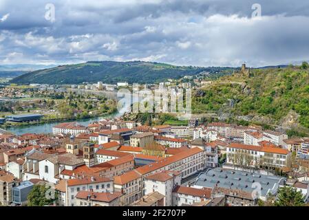 Eine Luftaufnahme von Vienne, Frankreich Stockfoto