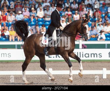 World Equestrian Games, Den Haag, 1994, Hans Staub (SUI) Reiten Dukaat Stockfoto