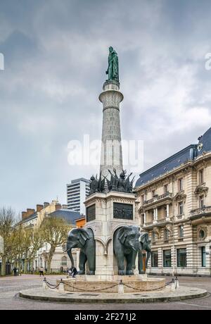 Elefantenbrunnen, Chambery, Frankreich Stockfoto