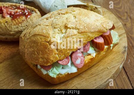 Holländisch Broodje Rookworst Holländisch Stockfoto