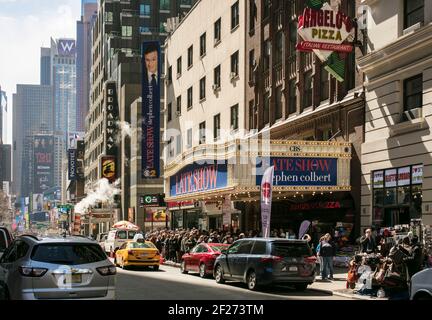 Die Stephen Colbert Show im Ed Sullivan Theater am Broadway, Theaterviertel, Manhattan, New York, USA Stockfoto