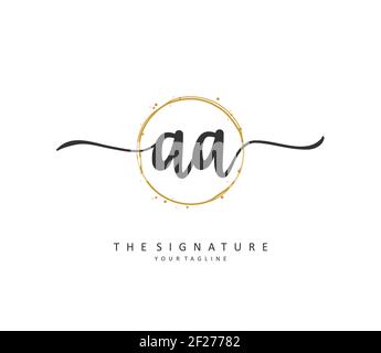 AA Initial Letter Handschrift und Unterschrift Logo. Ein Konzept handschriftlich Initiallogo mit Template-Element. Stockfoto