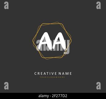 AA Initial Letter Handschrift und Unterschrift Logo. Ein Konzept handschriftlich Initiallogo mit Template-Element. Stockfoto