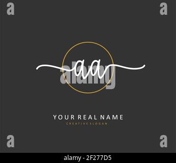 AA Initial Letter Handschrift und Unterschrift Logo. Ein Konzept handschriftlich Initiallogo mit Template-Element. Stockfoto