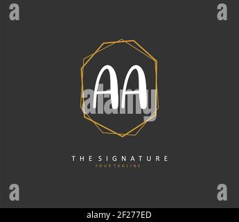 AA Initial Letter Handschrift und Unterschrift Logo. Ein Konzept handschriftlich Initiallogo mit Template-Element. Stockfoto