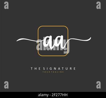 AA Initial Letter Handschrift und Unterschrift Logo. Ein Konzept handschriftlich Initiallogo mit Template-Element. Stockfoto