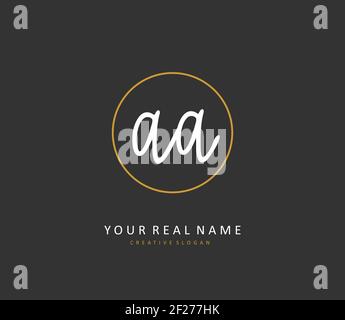 AA Initial Letter Handschrift und Unterschrift Logo. Ein Konzept handschriftlich Initiallogo mit Template-Element. Stockfoto