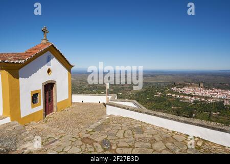 Ermida da Nossa Senhora da Penha in Serra de Sao Mamede und Castelo de Vide Stadt, in Portugal Stockfoto