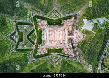 Elvas Fort Drohne Luftaufnahme von oben auf Forte Nossa Senhora Da Graca in Portugal Stockfoto