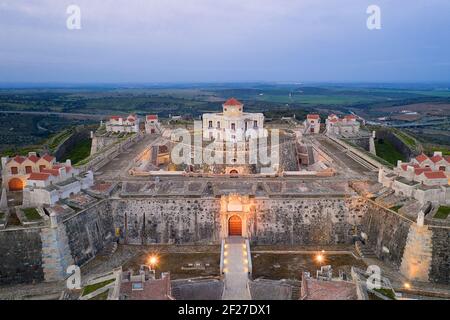Elvas Fort Drohne Luftaufnahme von Forte Nossa Senhora da Graca in Portugal Stockfoto
