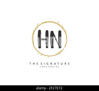 H N HN Initial Letter Handschrift und Unterschrift Logo. Ein Konzept handschriftlich Initiallogo mit Template-Element. Stock Vektor