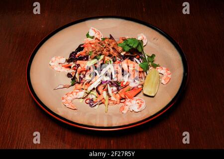 Köstliche amerikanische Küche bekannt als der Seafood Salat Stockfoto