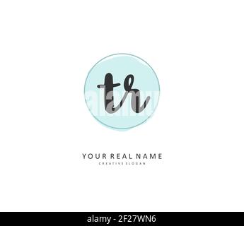 TR Anfangsbuchstabenhandschrift und Signaturlogo. Ein Konzept handschriftlich Initiallogo mit Template-Element. Stock Vektor