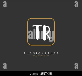 TR Anfangsbuchstabenhandschrift und Signaturlogo. Ein Konzept handschriftlich Initiallogo mit Template-Element. Stock Vektor