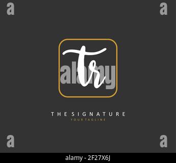TR Anfangsbuchstabenhandschrift und Signaturlogo. Ein Konzept handschriftlich Initiallogo mit Template-Element. Stock Vektor