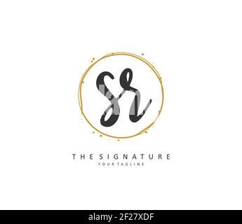 SR Initial Letter Handwriting und Signature Logo. Ein Konzept handschriftlich Initiallogo mit Template-Element. Stock Vektor