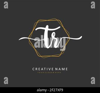 TR Anfangsbuchstabenhandschrift und Signaturlogo. Ein Konzept handschriftlich Initiallogo mit Template-Element. Stock Vektor