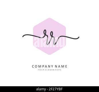 RR Anfangsbuchstabenhandschrift und Signaturlogo. Ein Konzept handschriftlich Initiallogo mit Template-Element. Stock Vektor