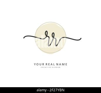 RR Anfangsbuchstabenhandschrift und Signaturlogo. Ein Konzept handschriftlich Initiallogo mit Template-Element. Stock Vektor