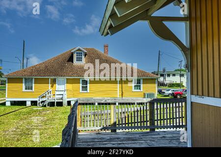 Das historische Florida East Coast Railway Homestead Agent's House, jetzt das Florida Pioneer Museum, aus der Nachbildung des Homestead Depot in FL Stockfoto