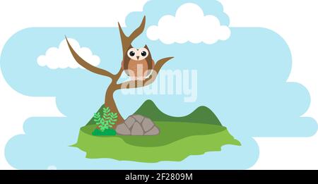 Eule Vektor Niedliche Tiere im Cartoon-Stil, Wild Animal, Designs für Baby-Kleidung. Handgezeichnete Zeichen Stock Vektor