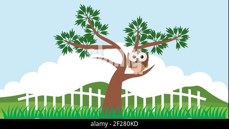 Eule Vektor Niedliche Tiere im Cartoon-Stil, Wild Animal, Designs für Baby-Kleidung. Handgezeichnete Zeichen Stock Vektor