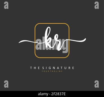 KR Anfangsbuchstabenhandschrift und Signaturlogo. Ein Konzept handschriftlich Initiallogo mit Template-Element. Stock Vektor
