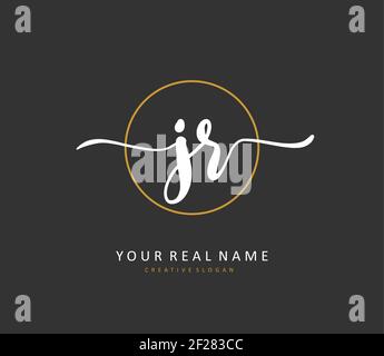 JR-Anfangsbuchstaben und Signaturlogo. Ein Konzept handschriftlich Initiallogo mit Template-Element. Stock Vektor