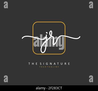 JR-Anfangsbuchstaben und Signaturlogo. Ein Konzept handschriftlich Initiallogo mit Template-Element. Stock Vektor