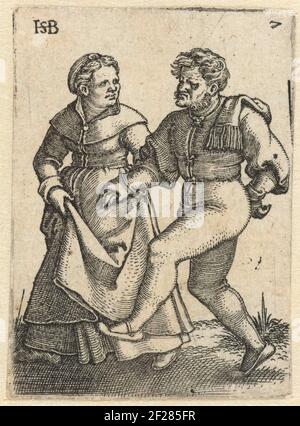 Tanzende Bauernhof-Paar; Farm Party .. Stockfoto