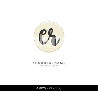 ER Anfangsbuchstabe Handschrift und Unterschrift Logo. Ein Konzept handschriftlich Initiallogo mit Template-Element. Stock Vektor