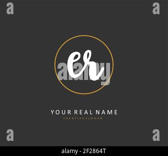 ER Anfangsbuchstabe Handschrift und Unterschrift Logo. Ein Konzept handschriftlich Initiallogo mit Template-Element. Stock Vektor