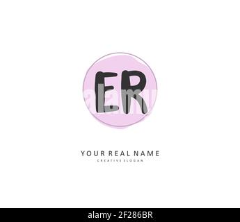 ER Anfangsbuchstabe Handschrift und Unterschrift Logo. Ein Konzept handschriftlich Initiallogo mit Template-Element. Stock Vektor