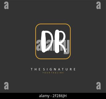 DR Initial Letter Handschrift und Unterschrift Logo. Ein Konzept handschriftlich Initiallogo mit Template-Element. Stock Vektor