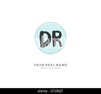 DR Initial Letter Handschrift und Unterschrift Logo. Ein Konzept handschriftlich Initiallogo mit Template-Element. Stock Vektor