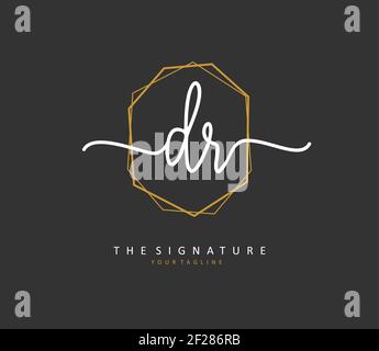 DR Initial Letter Handschrift und Unterschrift Logo. Ein Konzept handschriftlich Initiallogo mit Template-Element. Stock Vektor