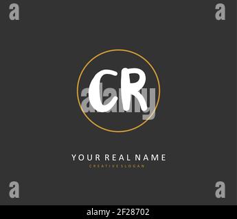 CR Initial Letter Handschrift und Unterschrift Logo. Ein Konzept handschriftlich Initiallogo mit Template-Element. Stock Vektor