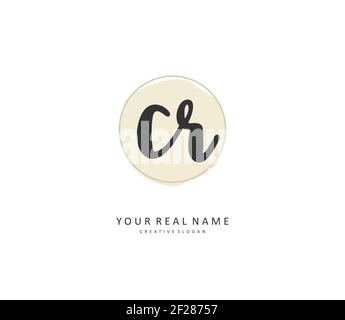 CR Initial Letter Handschrift und Unterschrift Logo. Ein Konzept handschriftlich Initiallogo mit Template-Element. Stock Vektor