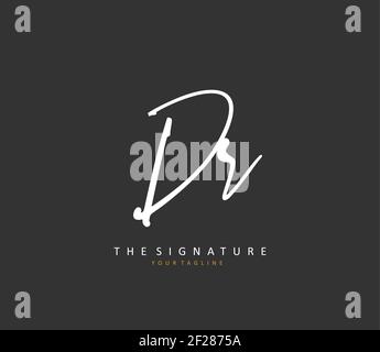 DR Initial Letter Handschrift und Unterschrift Logo. Ein Konzept handschriftlich Initiallogo mit Template-Element. Stock Vektor