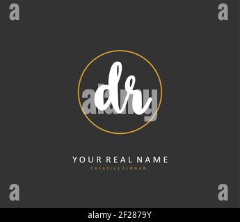 DR Initial Letter Handschrift und Unterschrift Logo. Ein Konzept handschriftlich Initiallogo mit Template-Element. Stock Vektor
