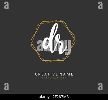 DR Initial Letter Handschrift und Unterschrift Logo. Ein Konzept handschriftlich Initiallogo mit Template-Element. Stock Vektor